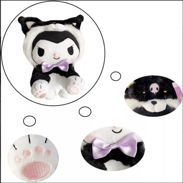 Lindo Peluche Kuromi Gatita 23 Cm Sanrio Kawaii Hello Kitty - Imagen 4
