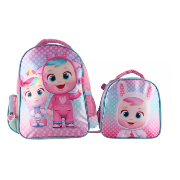 Cry Babies Set Satin Mochila Con Lonchera 2 Piezas Bebes Llorones